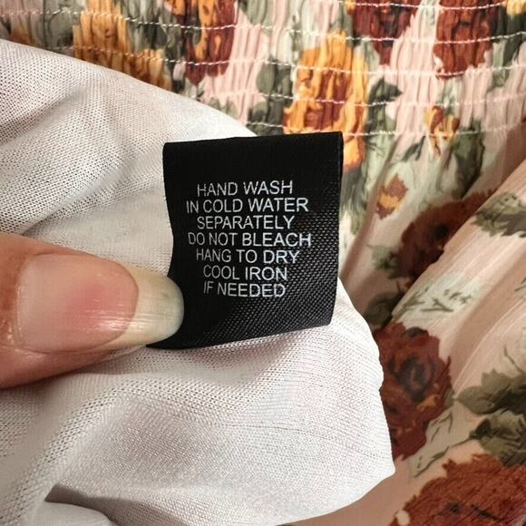 Rue21 Dress Womens Medium Yellow Cream Floral Long Sleeve Split Smock Waist - Picture 11 of 11